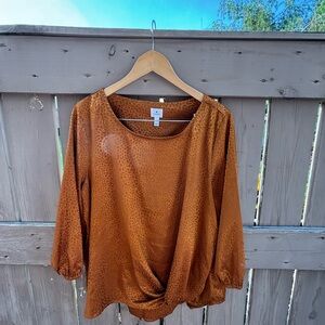 Dressbarn Burnt Orange Blouse Relaxed Style